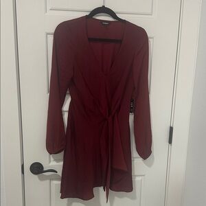 Lush Burgundy Long Sleeve Dress